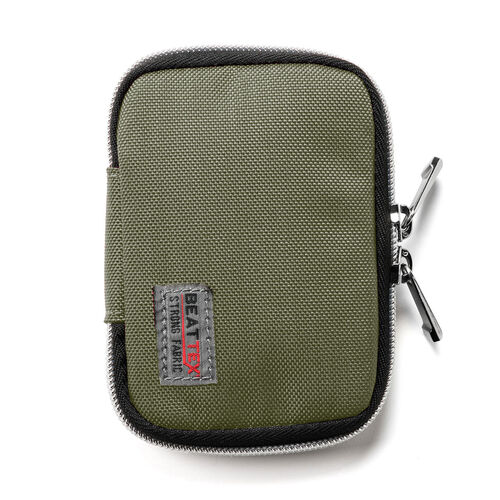 スマートキーケース（鍵・スマートキー・2個収納・カード2枚収納・外側ポケット・キーリング付き・カーキ）