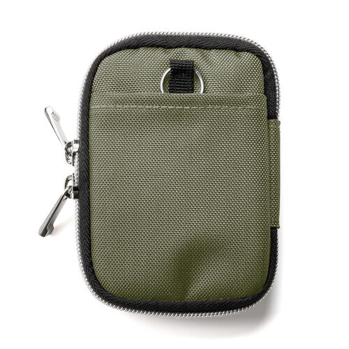 スマートキーケース（鍵・スマートキー・2個収納・カード2枚収納・外側ポケット・キーリング付き・カーキ）