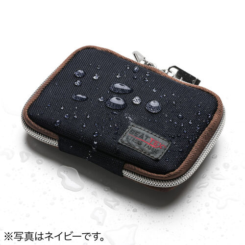 スマートキーケース（鍵・スマートキー・2個収納・カード2枚収納・外側ポケット・キーリング付き・カーキ）