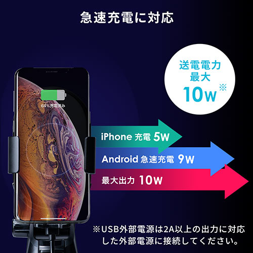 スマートフォン用車載ホルダー（自動開閉・オートホールド・Qi充電・ワイヤレス充電・吸盤取り付け・iPhone）