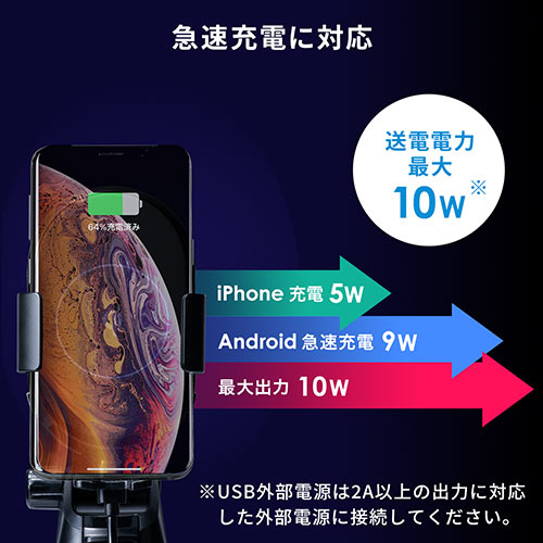 スマートフォン用車載ホルダー（自動開閉・オートホールド・Qi充電・ワイヤレス充電・ドリンクホルダー取り付け・iPhone）