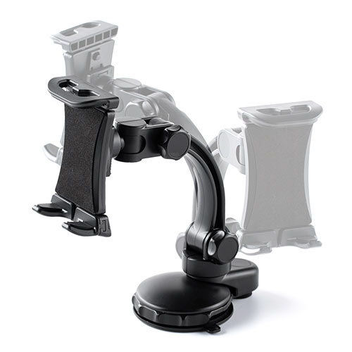 タブレットホルダー（車載ホルダー・吸盤取り付け・7～11インチ・iPad・角度調整・タブレットスタンド・ブラック）