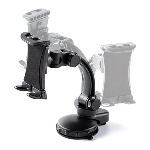 タブレットホルダー（車載ホルダー・吸盤取り付け・7～11インチ・iPad・角度調整・タブレットスタンド・ブラック）