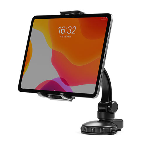 タブレットホルダー（車載ホルダー・吸盤取り付け・7～11インチ・iPad・角度調整・タブレットスタンド・ブラック）