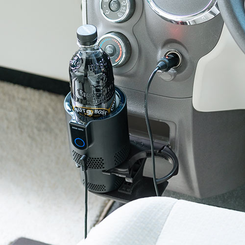 保温保冷 車載ドリンクホルダー シガー電源 12V車専用 ペットボトル アルミ スチール缶 温度表示