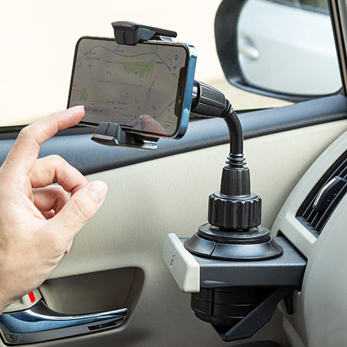 スマートフォン用車載ホルダー（ドリンクホルダー・カップホルダー・フレキシブルアーム・ホルダー調整・ワンタッチ取り外し・短いアーム）