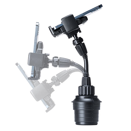 スマートフォン用車載ホルダー（ドリンクホルダー・カップホルダー・フレキシブルアーム・ホルダー調整・ワンタッチ取り外し・短いアーム）