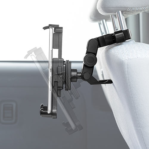 車載ヘッドレストホルダー（ヘッドレスト取付・後部座席用・タブレット用車載ホルダー・iPad 7～12.9インチ対応）