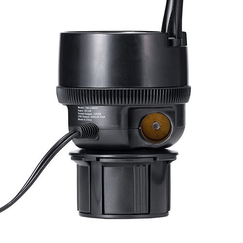 スマホ車載ホルダー ドリンクホルダー固定 フレキシブルアーム カップホルダー付き ペン立て シガーソケット USB充電