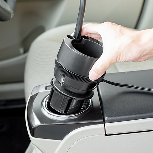 スマホ車載ホルダー ドリンクホルダー固定 フレキシブルアーム カップホルダー付き ペン立て シガーソケット USB充電