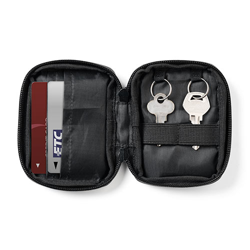 【アウトレット】スマートキーケース スマートキー2個収納 カード2枚収納 防水 防塵 止水ファスナー 外側ポケット付き キーリング付属 カーキ