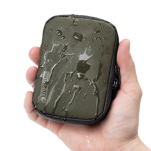 【アウトレット】スマートキーケース スマートキー2個収納 カード2枚収納 防水 防塵 止水ファスナー 外側ポケット付き キーリング付属 カーキ