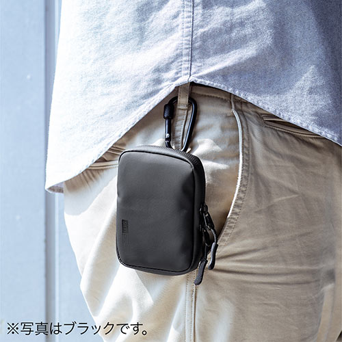 【アウトレット】スマートキーケース スマートキー2個収納 カード2枚収納 防水 防塵 止水ファスナー 外側ポケット付き キーリング付属 カーキ