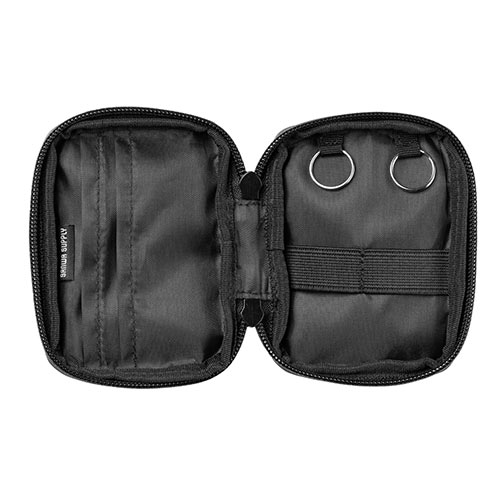 スマートキーケース スマートキー2個収納 カード2枚収納 防水 防塵 止水ファスナー 外側ポケット付き キーリング付属 ネイビー