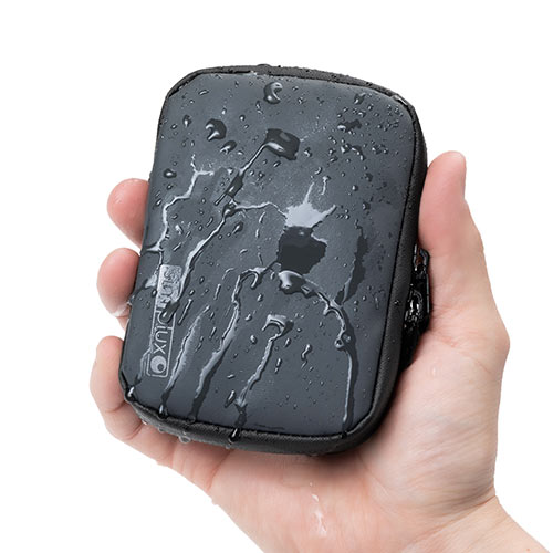 スマートキーケース スマートキー2個収納 カード2枚収納 防水 防塵 止水ファスナー 外側ポケット付き キーリング付属 ネイビー