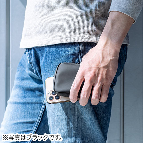 スマートキーケース スマートキー2個収納 カード2枚収納 防水 防塵 止水ファスナー 外側ポケット付き キーリング付属 ネイビー