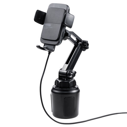 車載ホルダー（ワイヤレス充電・充電コイル自動検知・自動開閉・ドリンクホルダー取り付け・エアコン取り付け・最大15W・急速充電・スマートフォン・iPhone・Android）