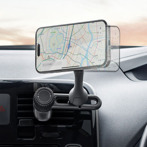 MagSafe対応車載ホルダー（スマホホルダー・車・エアコン吹き出し口・360度調整・片手操作・磁気吸着・iPhone15/14/13/12シリーズ対応・メタルリング付属）