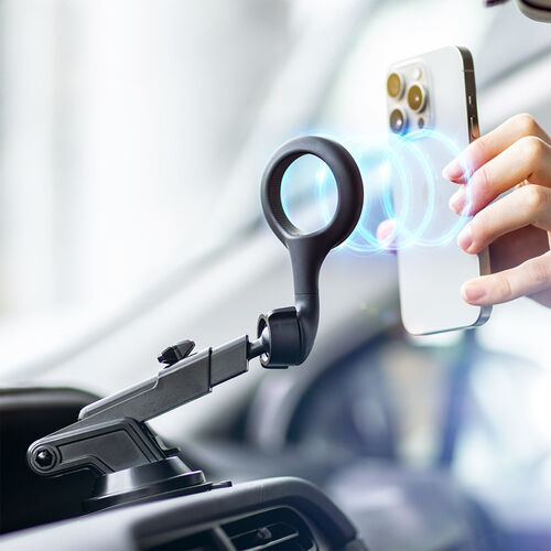 MagSafe対応車載ホルダー（スマホホルダー・車・吸盤取り付け・360度調整・片手操作・磁気吸着・iPhone15/14/13/12シリーズ対応・メタルリング付属）