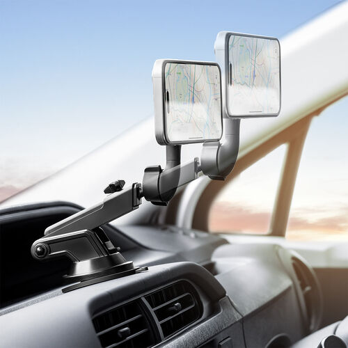 MagSafe対応車載ホルダー（スマホホルダー・車・吸盤取り付け・360度調整・片手操作・磁気吸着・iPhone15/14/13/12シリーズ対応・メタルリング付属）