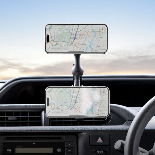 MagSafe対応車載ホルダー（スマホホルダー・車・吸盤取り付け・360度調整・片手操作・磁気吸着・iPhone15/14/13/12シリーズ対応・メタルリング付属）