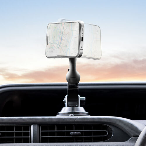 MagSafe対応車載ホルダー（スマホホルダー・車・吸盤取り付け・360度調整・片手操作・磁気吸着・iPhone15/14/13/12シリーズ対応・メタルリング付属）