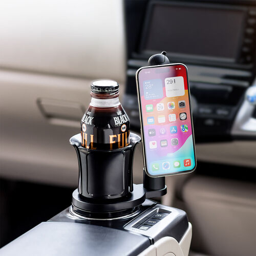 MagSafe対応車載ホルダー（スマホホルダー・車・ドリンクホルダー設置・360度調整・片手操作・磁気吸着・iPhone15/14/13/12シリーズ対応・メタルリング付属）
