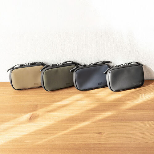 スマートキーケース（スマートキー1個収納・カード2枚収納・防水・防塵・止水ファスナー・キーリング付属・ベージュ）