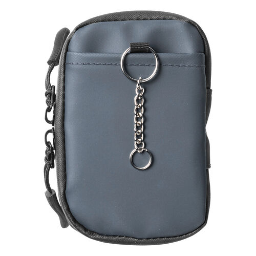 スマートキーケース（スマートキー2個収納・カード2枚収納・防水・防塵・止水ファスナー・外側ポケット付き・小銭入れ・キーリング付属・ネイビー）