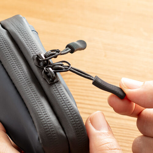 スマートキーケース（スマートキー2個収納・カード2枚収納・防水・防塵・止水ファスナー・外側ポケット付き・小銭入れ・キーリング付属・ネイビー）