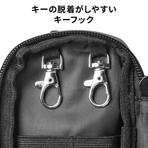 スマートキーケース（スマートキー2個収納・カード2枚収納・防水・防塵・止水ファスナー・外側ポケット付き・小銭入れ・キーリング付属・ネイビー）