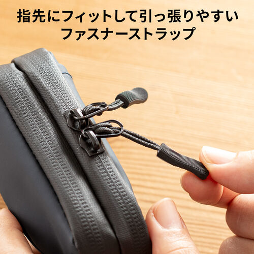 スマートキーケース（スマートキー2個収納・カード2枚収納・防水・防塵・止水ファスナー・外側ポケット付き・小銭入れ・キーリング付属・ネイビー）