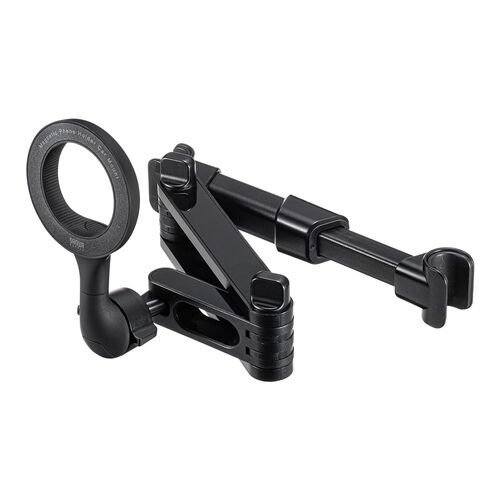 車載ホルダー（MagSafe対応・ヘッドレスト固定型・伸縮アーム・後部座席用・スマホホルダー・360度調整・磁気吸着・iPhone15/14/13/12対応・メタルリング・メディア掲載） CAR107