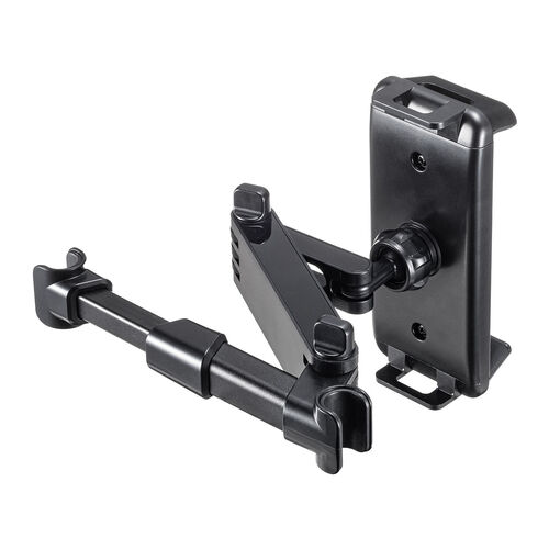 車載タブレットホルダー（ヘッドレスト固定型・伸縮アーム・後部座席用・7～13インチ対応・iPhone・Android・iPad・メディア掲載）