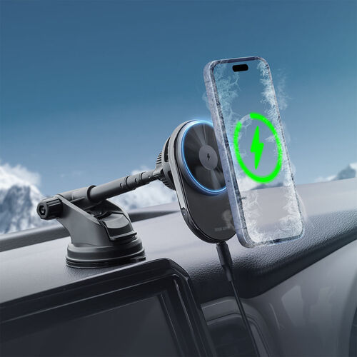 車載ホルダー（ワイヤレス充電対応・半導体冷却機能・ペルチェ素子・マグネット・磁気吸着・スマホホルダー・車・吸盤取り付け・片手操作・iPhone・Android・急速充電・メタルリング付属）