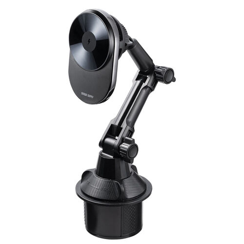 車載ホルダー（ワイヤレス充電対応・半導体冷却機能・ペルチェ素子・マグネット・磁気吸着・スマホホルダー・車・ドリンクホルダー設置・片手操作・iPhone・Android・急速充電・メタルリング付属）