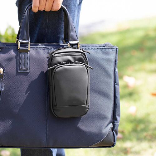 スマホポーチ（スマートキーケース・スマートキー2個収納・カード収納・防水・防塵・止水ファスナー・外側ポケット付き・小銭入れ・カラビナフック・キーリング・ブラック）