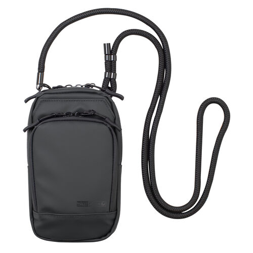 スマホポーチ（スマートキーケース・スマートキー2個収納・カード収納・防水・防塵・止水ファスナー・外側ポケット付き・小銭入れ・カラビナフック・キーリング・ブラック）