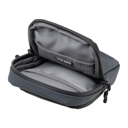 スマホポーチ（スマートキーケース・スマートキー2個収納・カード収納・防水・防塵・止水ファスナー・外側ポケット付き・小銭入れ・カラビナフック・キーリング・ネイビー）