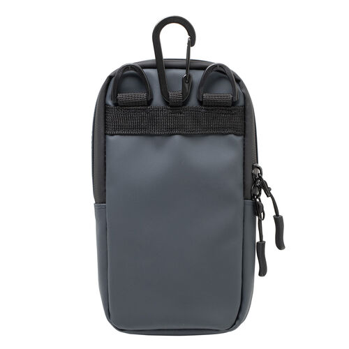 スマホポーチ（スマートキーケース・スマートキー2個収納・カード収納・防水・防塵・止水ファスナー・外側ポケット付き・小銭入れ・カラビナフック・キーリング・ネイビー）