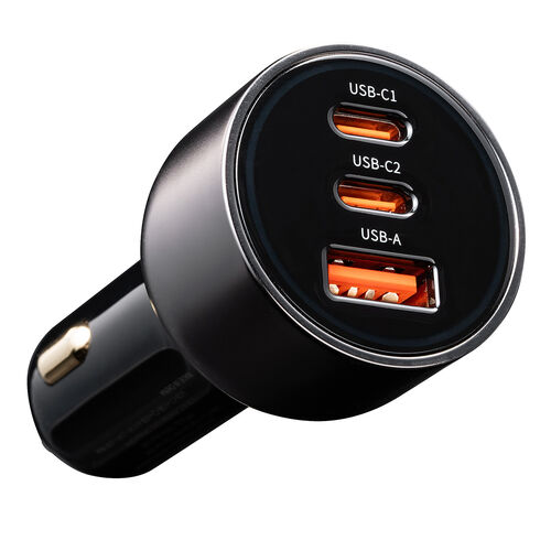 カーチャージャー（PD対応・最大65W・Type-C×2・USB-A×1・12V/24V車対応・PD-PPS対応・スマホ・タブレット・ノートパソコン・Switch）