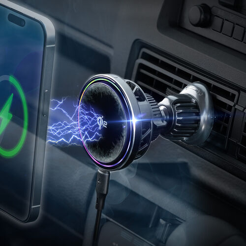 車載ホルダー（Qi2正規認証・最大15W充電・ペルチェ素子・冷却・MagSafe・エアコン吹き出し口・スマホホルダー・ワイヤレス充電器・車・360度調整・片手操作・磁気吸着・メタルリング付属）
