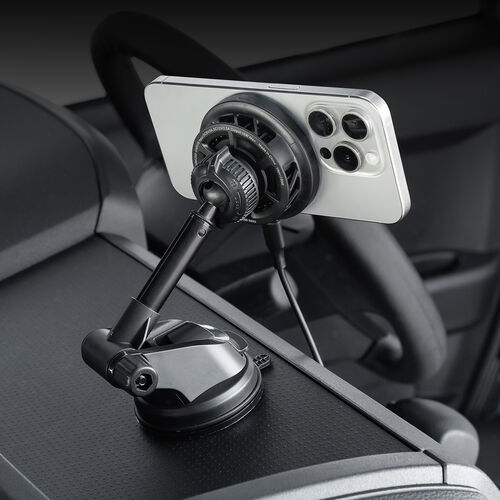 車載ホルダー（Qi2正規認証・最大15W充電・ペルチェ素子・冷却・MagSafe・吸盤取り付け・スマホホルダー・ワイヤレス充電器・車・360度調整・片手操作・磁気吸着・メタルリング付属）