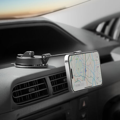 MagSafe対応車載ホルダー（スマホホルダー・吸盤取り付け・超強力吸着・360度調整・片手操作・磁気吸着・折りたたみ・携帯スタンド・カー用品・iPhone・Android・メタルリング付属）