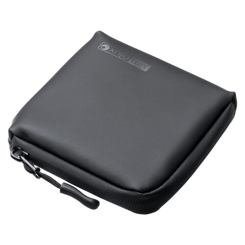 スマートキーケース（L字ファスナー・正方形・スマートキー2個収納・カード収納・防水・防塵・止水ファスナー・小銭入れ・アクセサリポーチ・イヤホンケース・財布・ブラック）