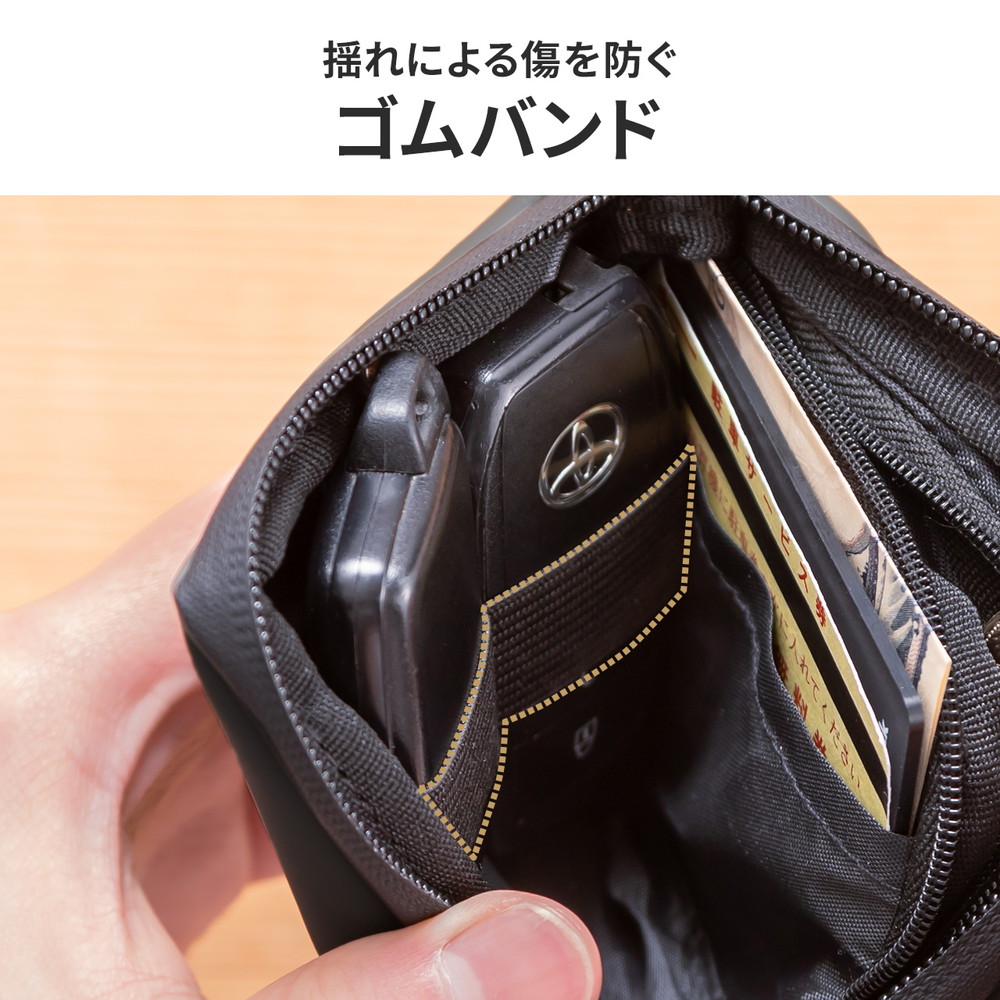 スマートキーケース（L字ファスナー・正方形・スマートキー2個収納・カード収納・防水・防塵・止水ファスナー・小銭入れ・アクセサリポーチ・イヤホンケース・財布）