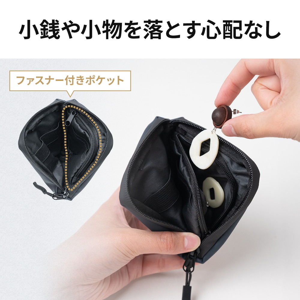 スマートキーケース（L字ファスナー・正方形・スマートキー2個収納・カード収納・防水・防塵・止水ファスナー・小銭入れ・アクセサリポーチ・イヤホンケース・財布）