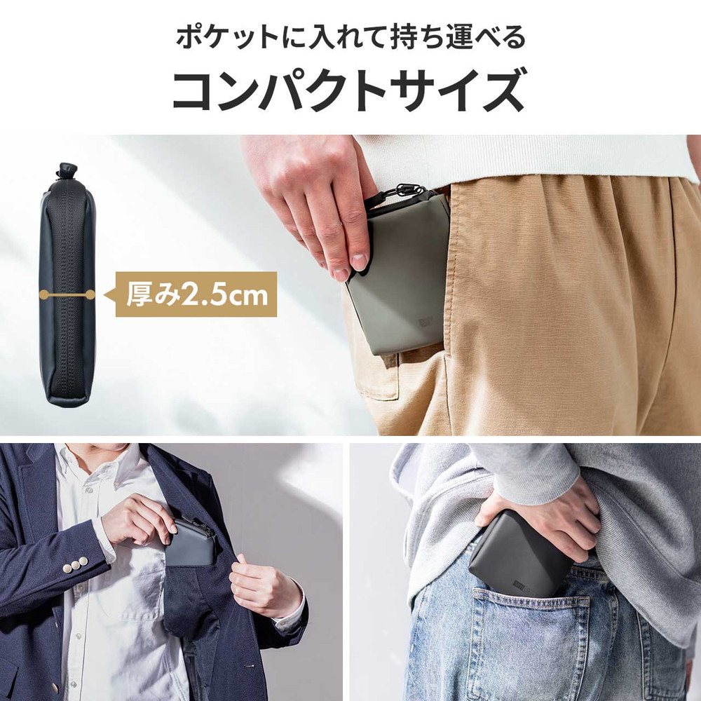 スマートキーケース（L字ファスナー・正方形・スマートキー2個収納・カード収納・防水・防塵・止水ファスナー・小銭入れ・アクセサリポーチ・イヤホンケース・財布）