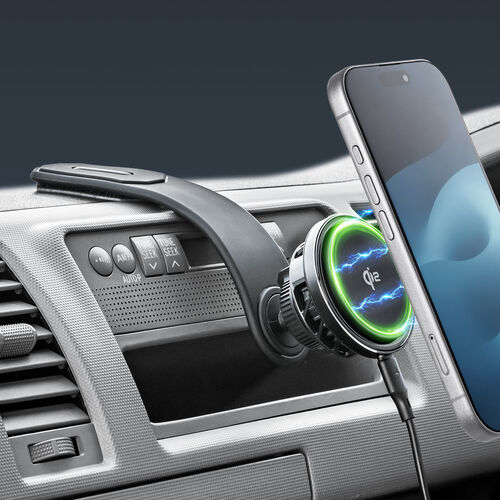 車載ホルダー（MagSafe対応・スマホホルダー・ワイヤレス充電・Qi2充電・15W・冷却機能付き・自由調整・超強力吸着・カー用品・3M・粘着テープ・メタルリング付属）
