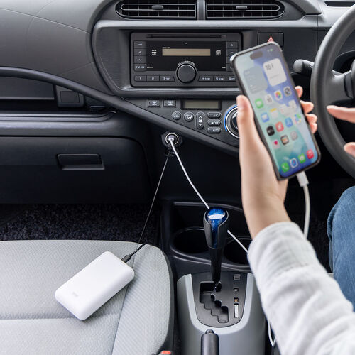 カーチャージャー（PD65W・PD36W・2ポート・コンパクト・USB Type-C・USB A・12V車・24V車・シガーソケット・充電器・ブラック）